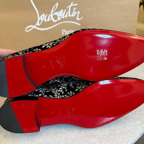 Christian Louboutin 1240896 Dandy Chick Orlato Shoe, Embroidered Black Velvet 43 main image 12
